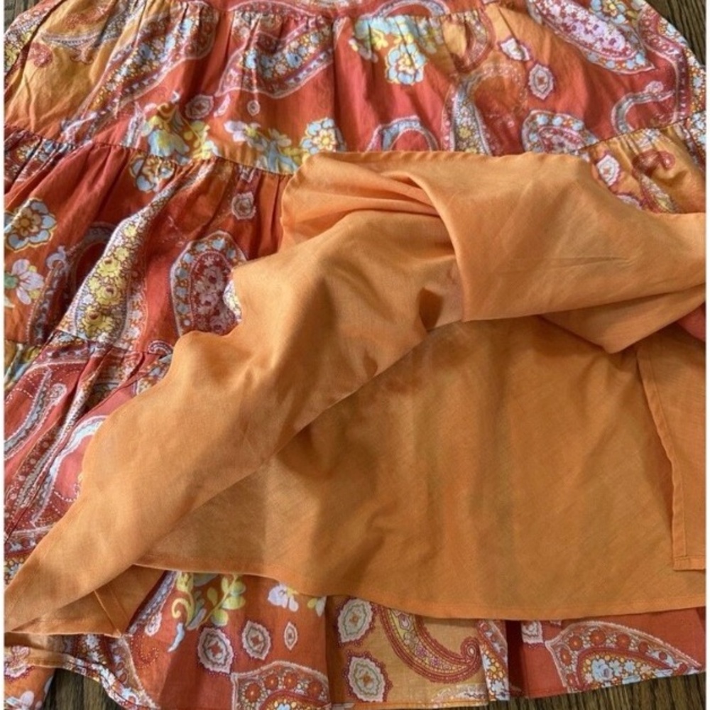 Chaps Vibrant Orange Paisley Maxi Skirt - Picture 3 of 9